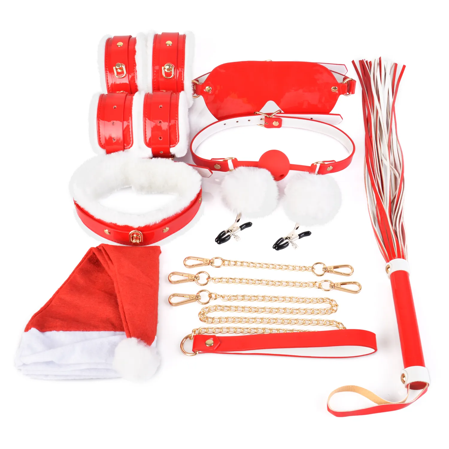 Luxury Leather BDSM Bondage Sets Restraint Fetish Kit Hand Ankle Thigh Cuff Collar Waist Belt Sexy Christmas Gift