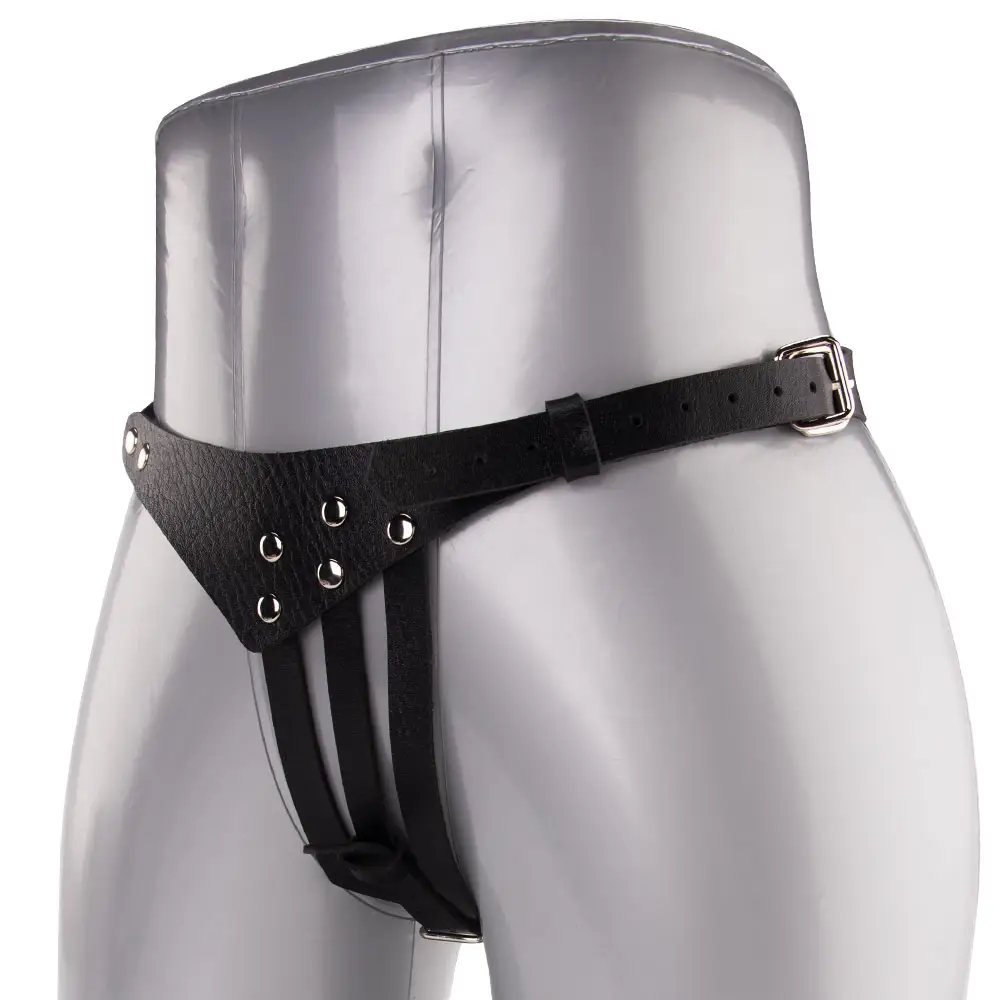 Hot Sale Women's Adult-sized PVC Leather Bound Chastity Pants with Rivet Waist & Leg Hip Binding Garters Belt Style BF-40700