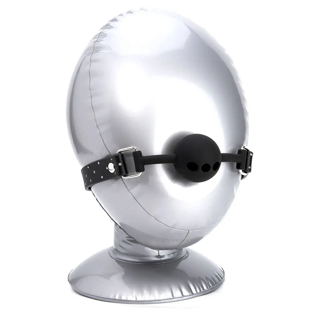 Adult BDSM Collar and Bondage Set Breathable PU Ball Gag with Holes Open Mouth Sex Toy Leather Material