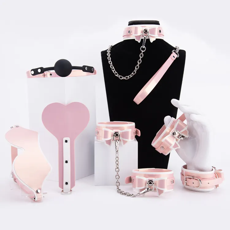 2025 Factory Price Bow Tie PU Leather BDSM Set 6 Pieces Bondage Kit Toys Set Leather Sex Products