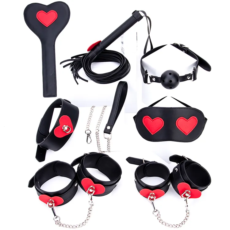 Factory Price Black PVC Leather Couples Bondage Set Sm Sex Toy Kit Sm Sex Products Sex Toys BDSM Bondage Kits
