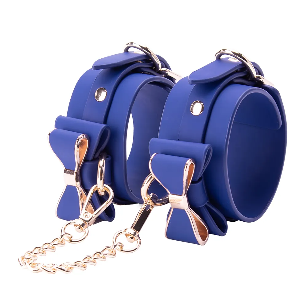 2025 Popular BDSM Love Gift Blue Bell  Sex PU Leather Restraints Bondage Set Woman Handcuff