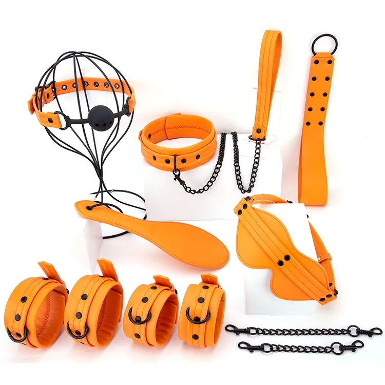 High Quality Orange Pumpkin Color Adult Restraints Kits Flirting Bdsm Bondage Kit Sex Toys for Women and Couple Factory Price