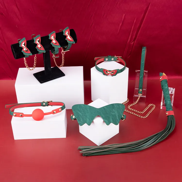 6pcs Adult Sm Bondage Bed Set Leather Belt With Handcuff Nipple Clamp Whip Collar Sex Toy Kit for Couple Accessory