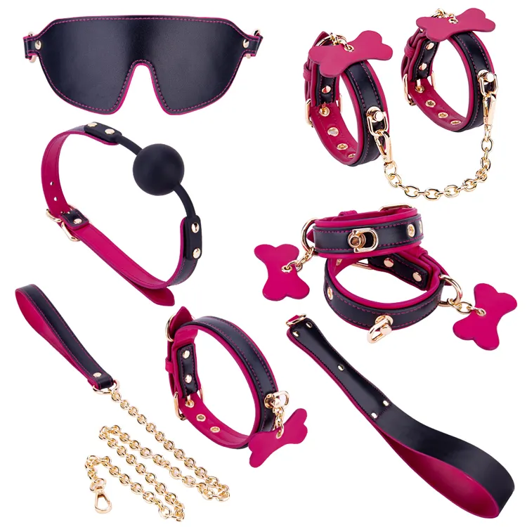 Wholesale 6pcs/ Set Toys Adult Game SM Bondage Gear Restraint Handcuffs Nipple Clamp Whip Collar Erotic Toy Kit for Couples