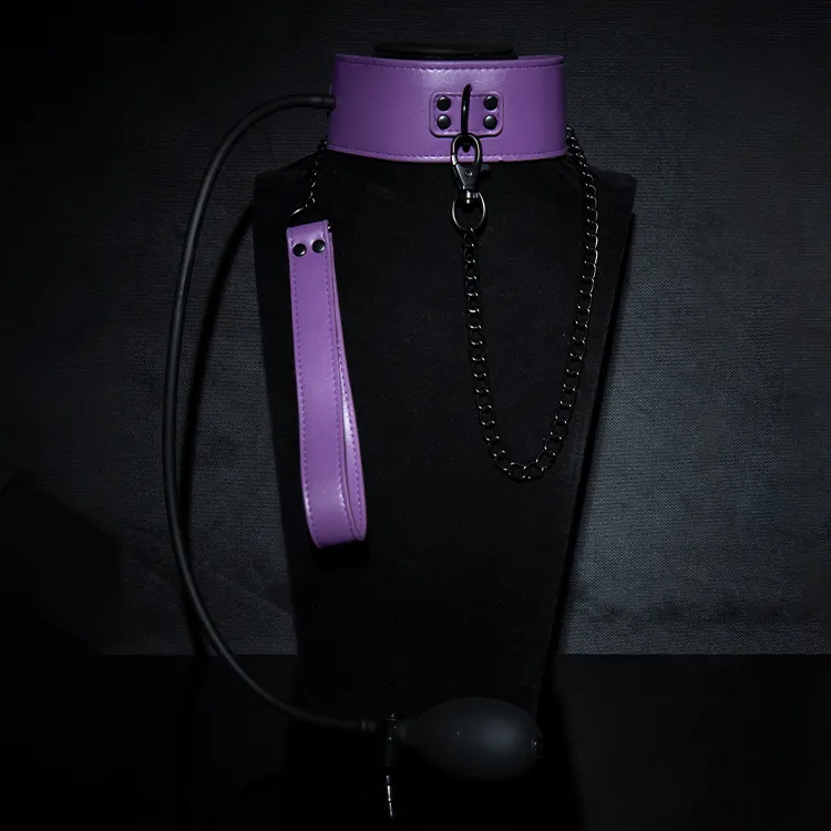 Bdsm Bondage Collar and Chain Restraints Suit Fetish Adult Game Punish SM Slave Inflatable Collars