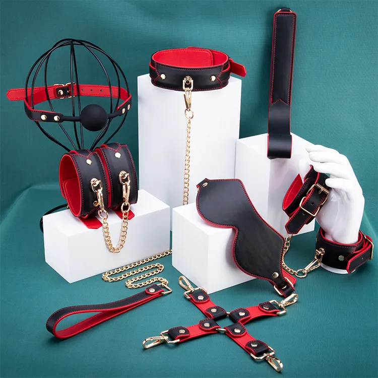 Popular 7pcs Fetish Kits Bed Restraints Bondage Pu Sexy Flirting Alternative Toys Tied Bdsm Bondage Set