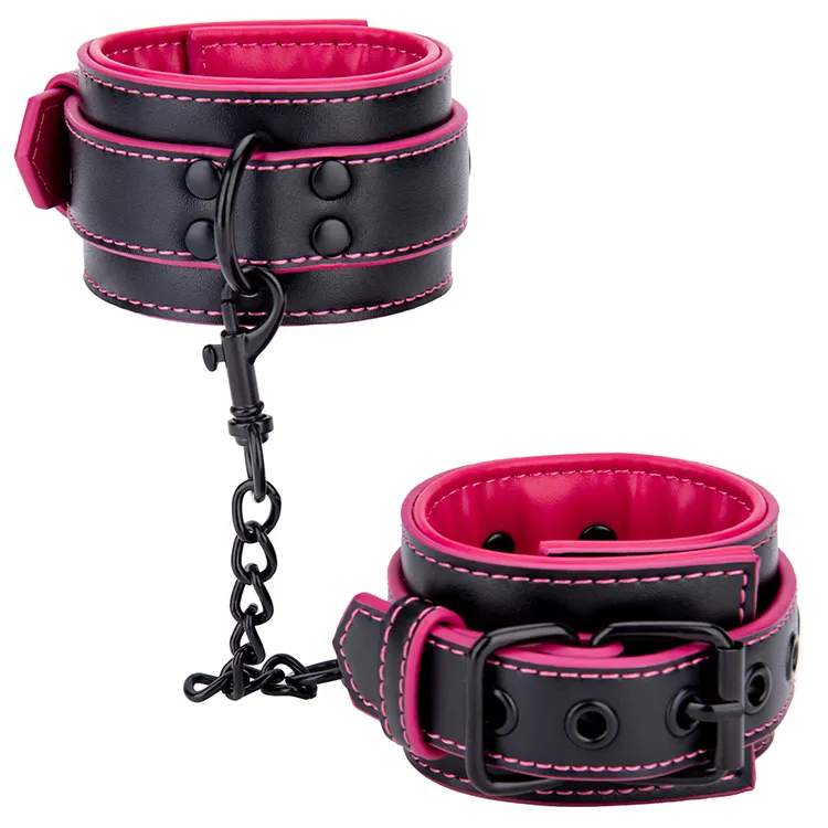 Restraint Set Surface Black Pink  Pattern Fetish Bdsm Passion PU Leather  Bondage Handcuff