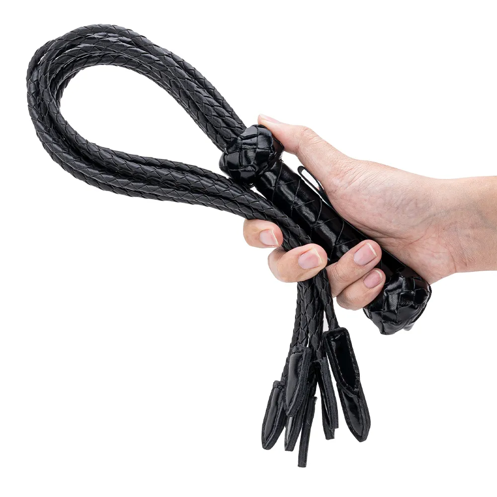 Black Flog Style BDSM Heart Passion PU Leather Whip-Bondage Gear for Adult Sex Toys