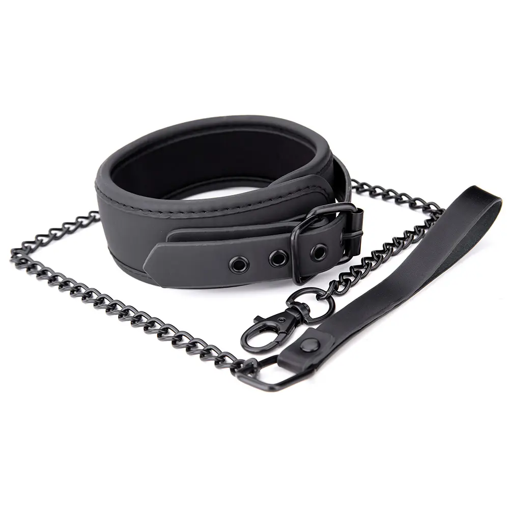 High Quality Couple Games Condyle Sex PU Leather Bondage Set Woman Collar and Chain