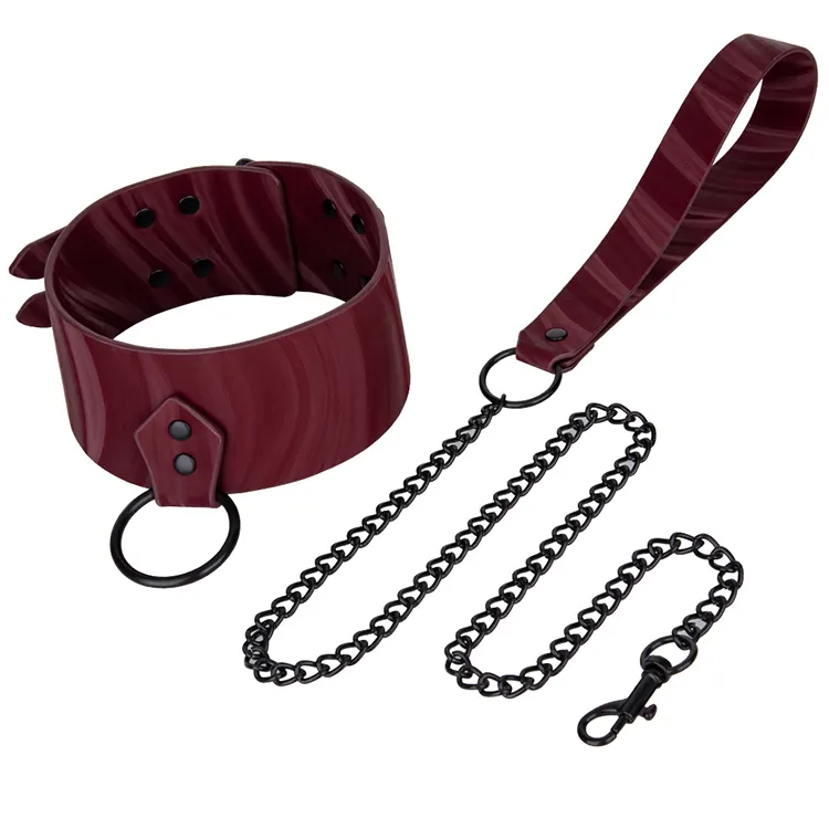 High Quality Couple Games Sex PU Leather Bondage Set Woman Collar and Chain