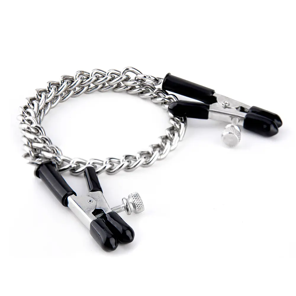 BYFETISH Friendly Eco Friendly Waterproof Nipple Clamps for Couples SM with Adjustable Tension and Connecting Chain