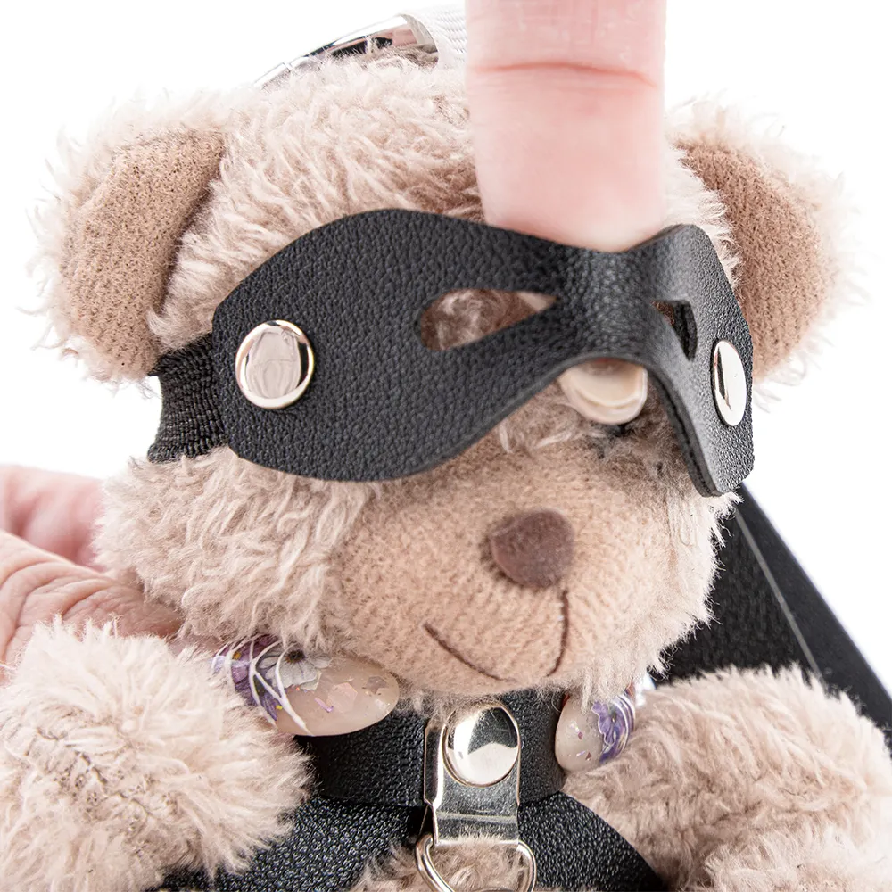 BDSM Themed Stuffed Bear Keychain with a Bow Witty Kinky Gift for Fetish Enthusiasts