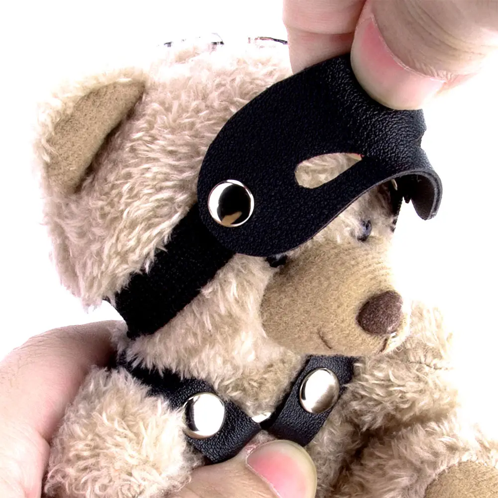 Subtle BDSM Plush Bear Keychain Kink Friendly Fetish Decor Toy with Bow Detail a Unique Gift for the Adventurous