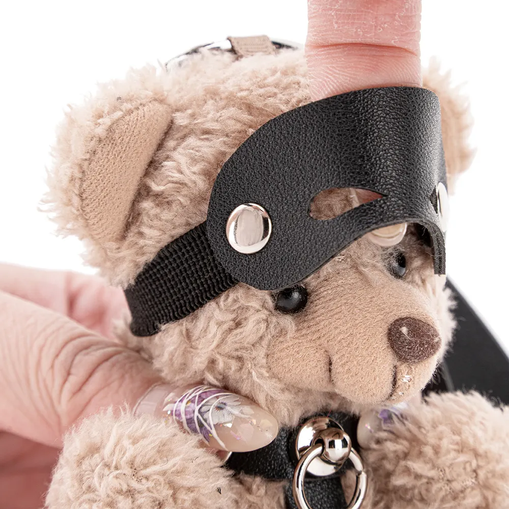 Adorable Mini Stuffed Bear with BDSM Bow Adult Sex Toy Restraints Eco Friendly Kinky Fetish Accessory