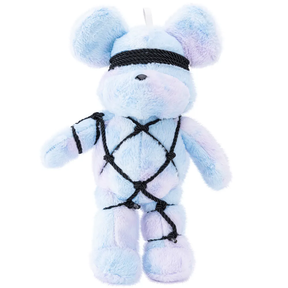 BDSM Erotic Soft Plush Teddy Bear Kinky Bondage Kit with Faux Leather Straps Adult Sex Toy