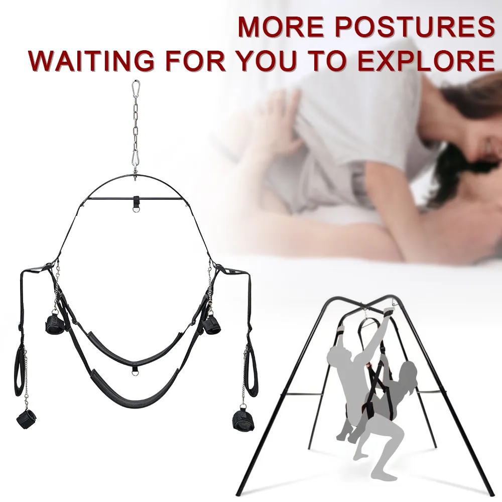 BDSM Bondage Swing Set Complete Leather Strap Belt with Bondage Harness for Adult Intimate Play Sex Toys