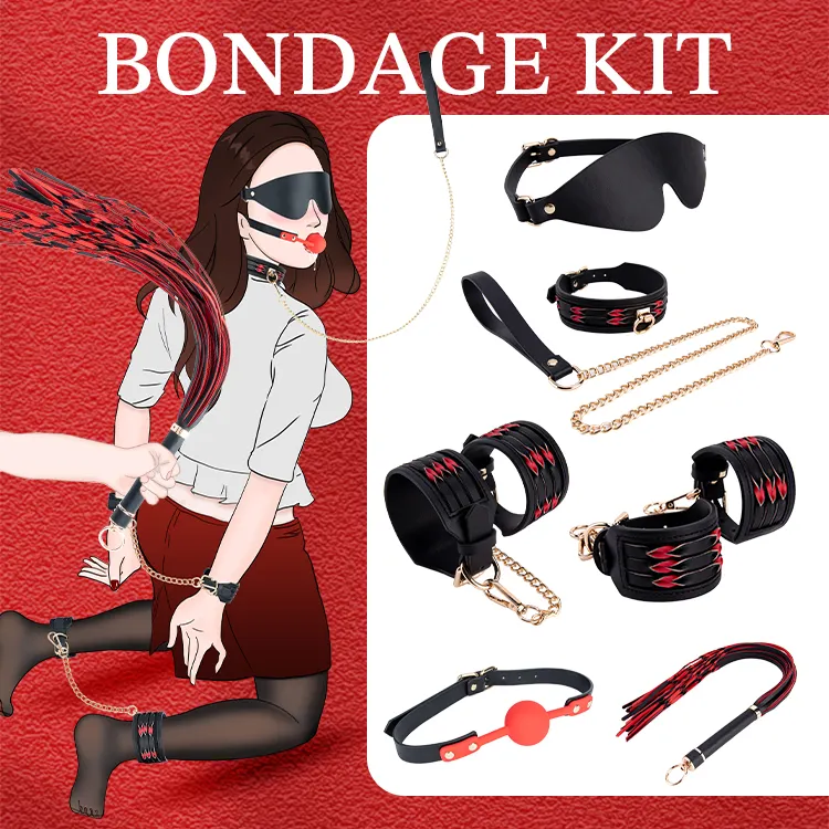 Soft Black Leather Bondage Kit for Women Plush Padded BDSM Set for Couples SM Play