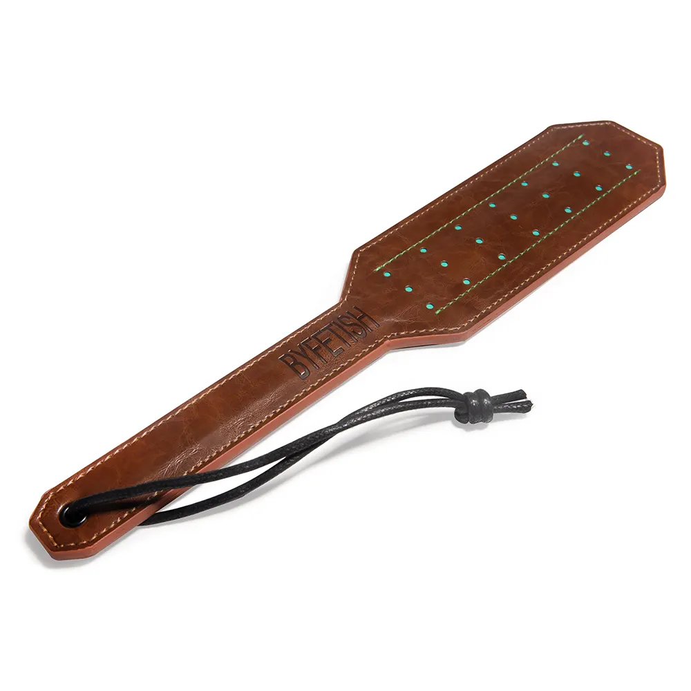 Brown PU Leather SM 33x7cm Spanking Paddle Slave Punishment BDSM Flirting Toys