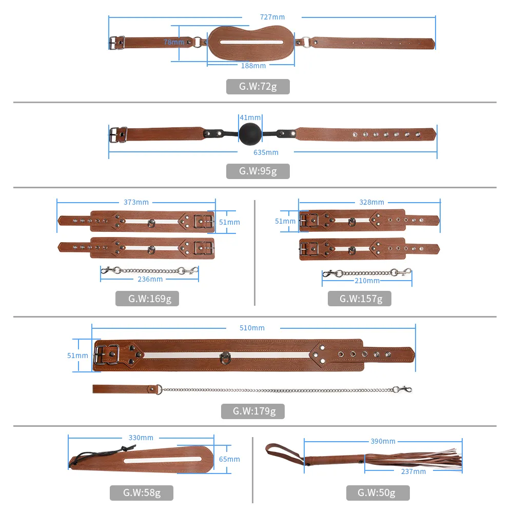 Couples' Adult BDSM Bondage Set 7 Piece Adult SM Restraint Play Toy Kit for Couples