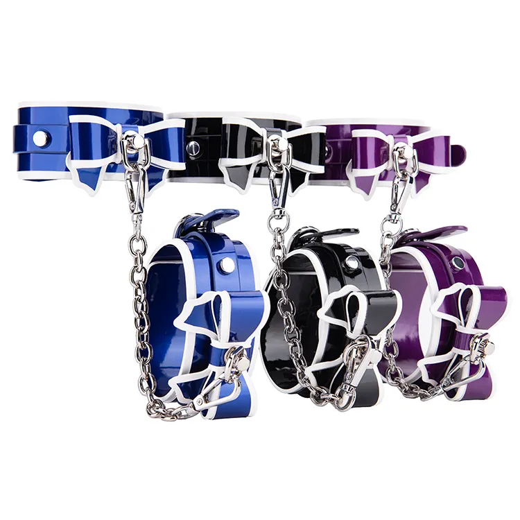 Colorful Premium PU Leather Professional Restraint Handcuffs BDSM Erotic Toys for Adult SM Play Sessions