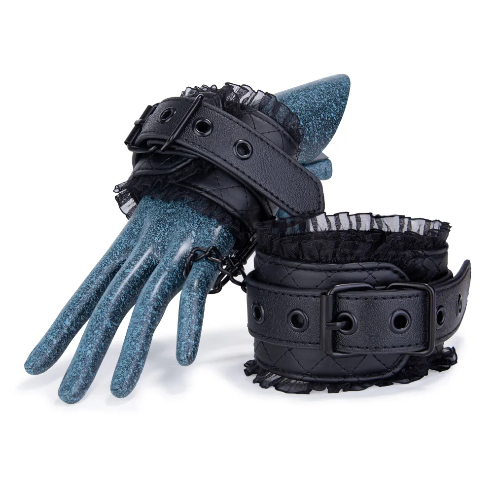 Luxe Superb Black PU Leather Handcuffs Adult SM Bondage Restraint Toy for Unforgettable BDSM Play
