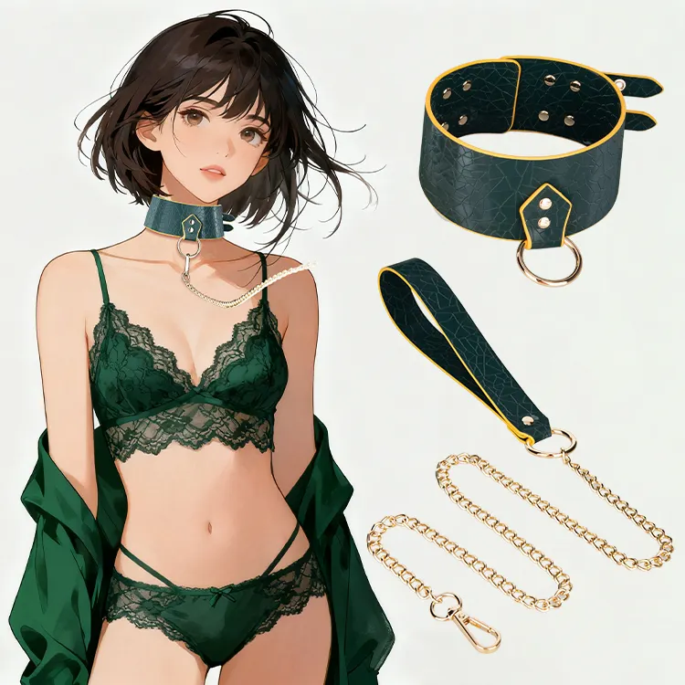 Popular Flame PU Leather Bondage Collar Set Restraint Neck Collar for Adult Couples' BDSM Fun