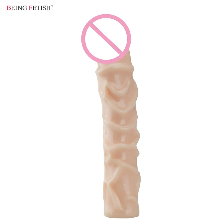 10 Inch Flesh Hollow Realistic Penis Extensions Sleeve Toy Product for Gay