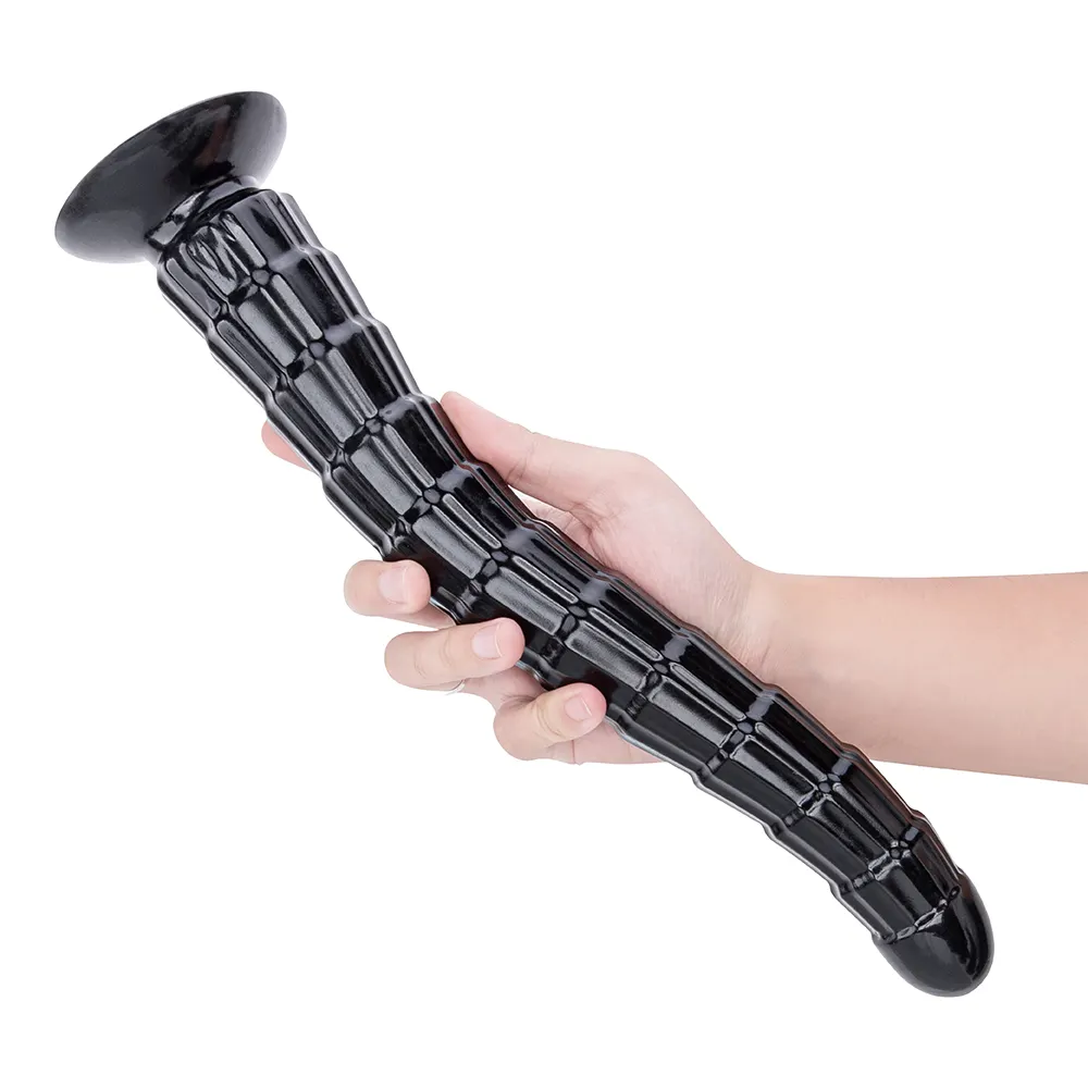 Black Realistic Soft Super Long 360mm Waterproof Eco-Friendly Anal Plugs Real Feeling Strong Sucker Artificial PVC Dildo Sex Toy