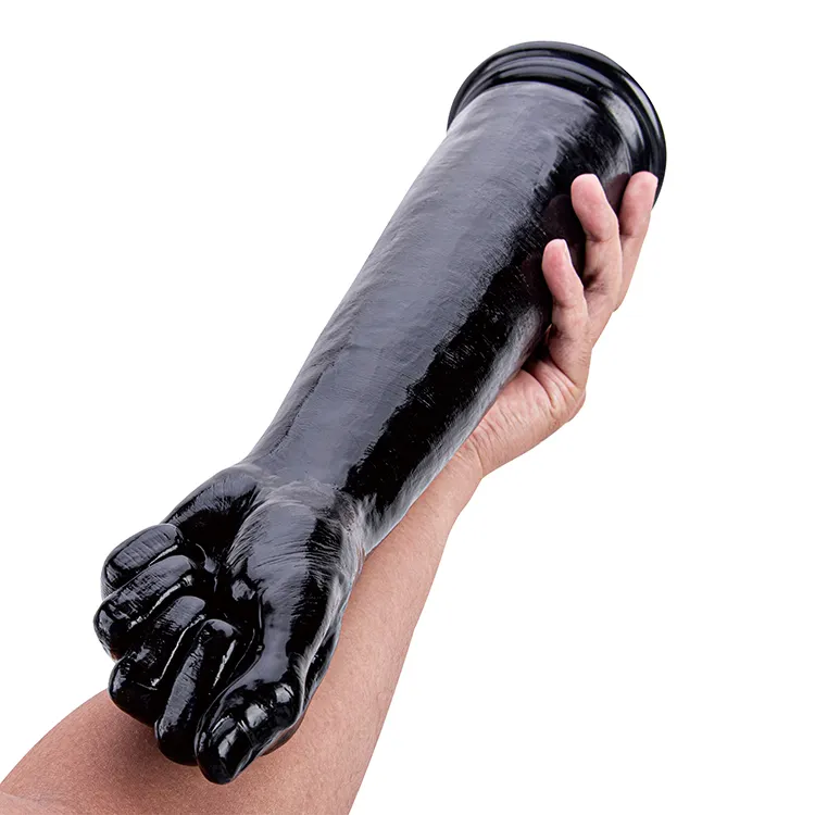 Realistic Black PVC Anal Dildo Hand Shape Soft Thick Butt Plug with Strong Suction Cup 100% Waterproof Eco-Friendly Sex Toy