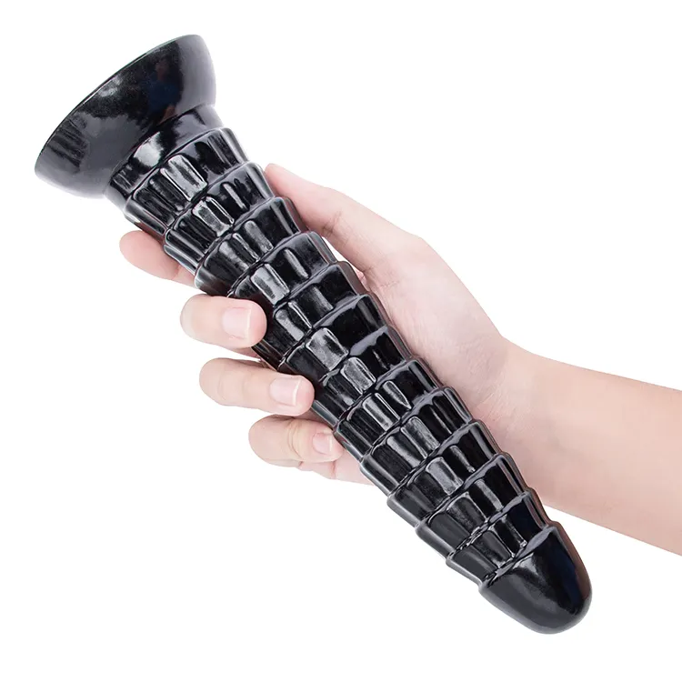 Large Anal Beads Suction Cup Soft PVC Dildo Black 256mm Length Waterproof Eco-Friendly CE Certified for Vaginal Anus