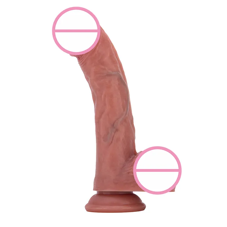 Brown Liquid Silicone Dildo Artificial Penis Realistic Dildo Sex Toy Bendable Penis Thrusting Silicone for Women
