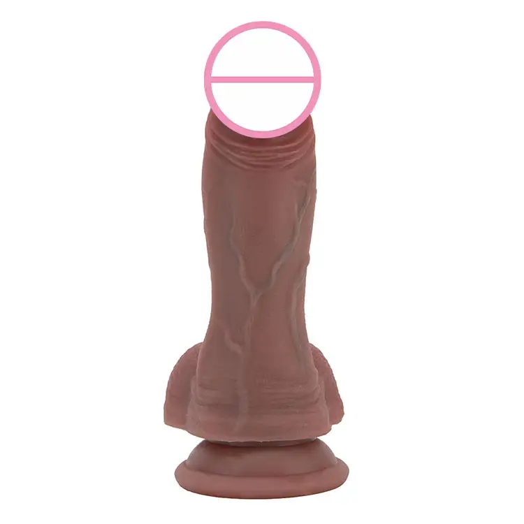 Huge Realistic Suction Cup Base Brown Handfree Dual Dicks for Vagina Anal Stimulator Silicone Dildo