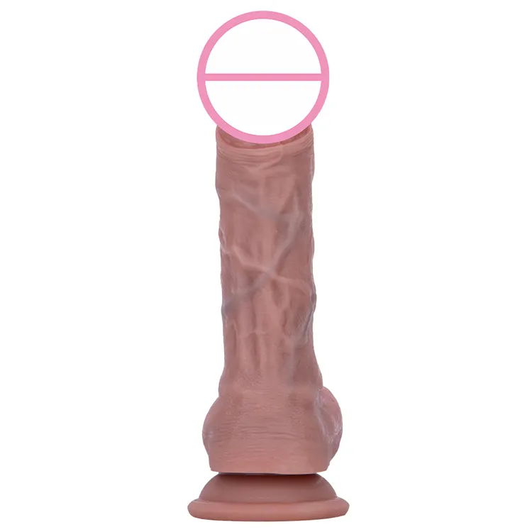Skin-Friendly Soft Eco-Friendly Clear Texture Bendable Silicone Dildo G-Spot Feeling Huge Penis 100% Waterproof Flesh Color
