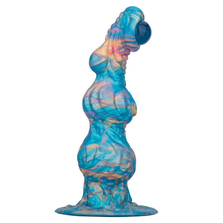 OEM Huge Thick Fantasy Dildo Eye-Shaped Testis Adult Sex Toys Liquid Silicone Soft Giant Monster Mix Colored CE ROHS 217mm 100%