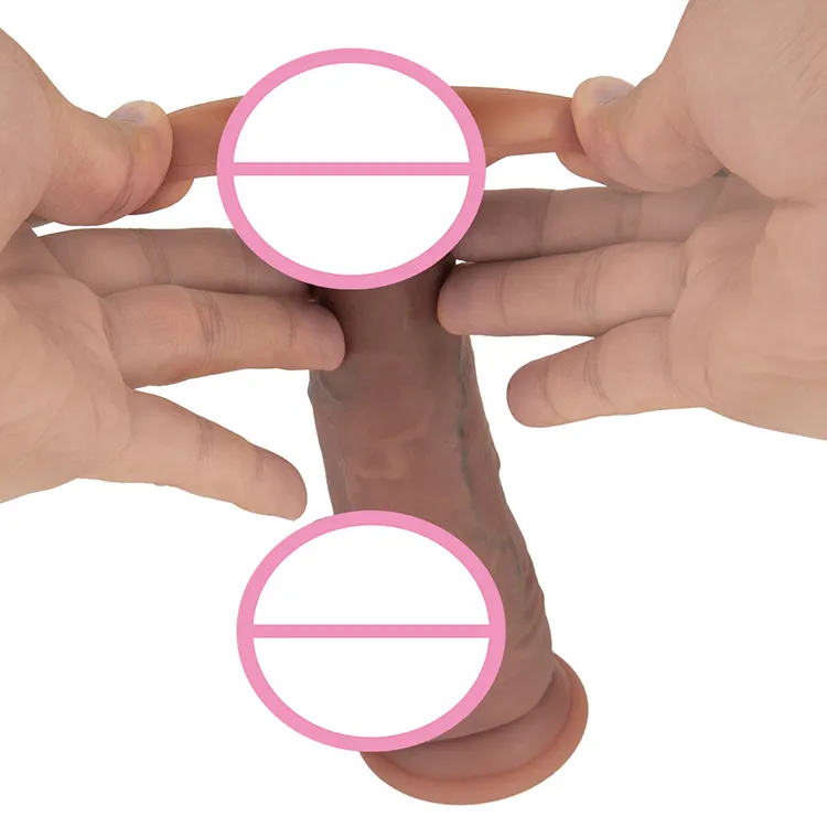 Realistic Wholesale Silicone Liquid Dildos Realistic with Movable Skin Glans Skin Sliding Skin Penis Dildos Sex Toys for Women