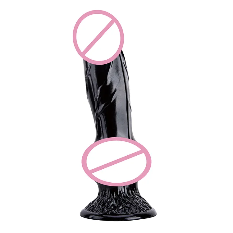 Black Giant Soft Silicone Strap on Dildo with Knot Realistic Waterproof for Women