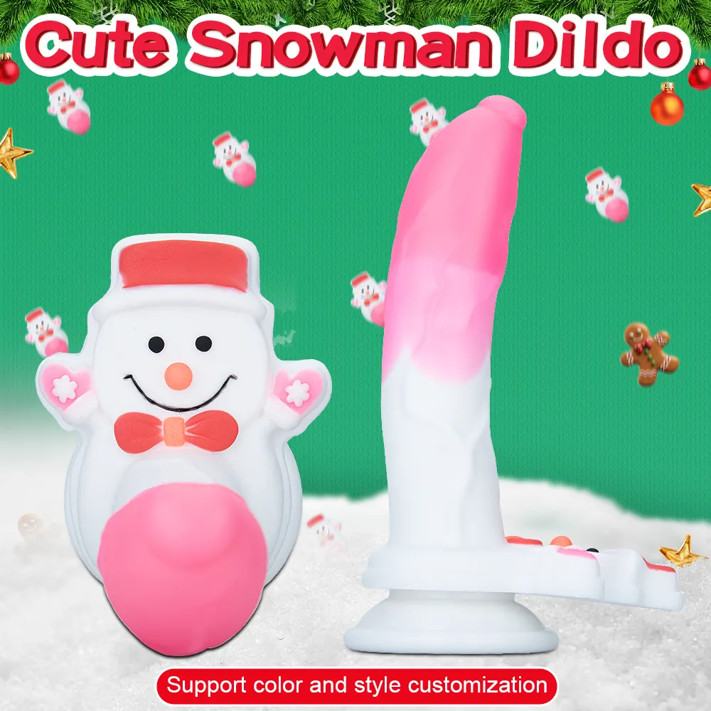 Christmas Custom Snow Man Alien Dildo Soft Liquid Silicone Anal Plug Huge Dildo With Strong Suction Cup for Men Masturbation