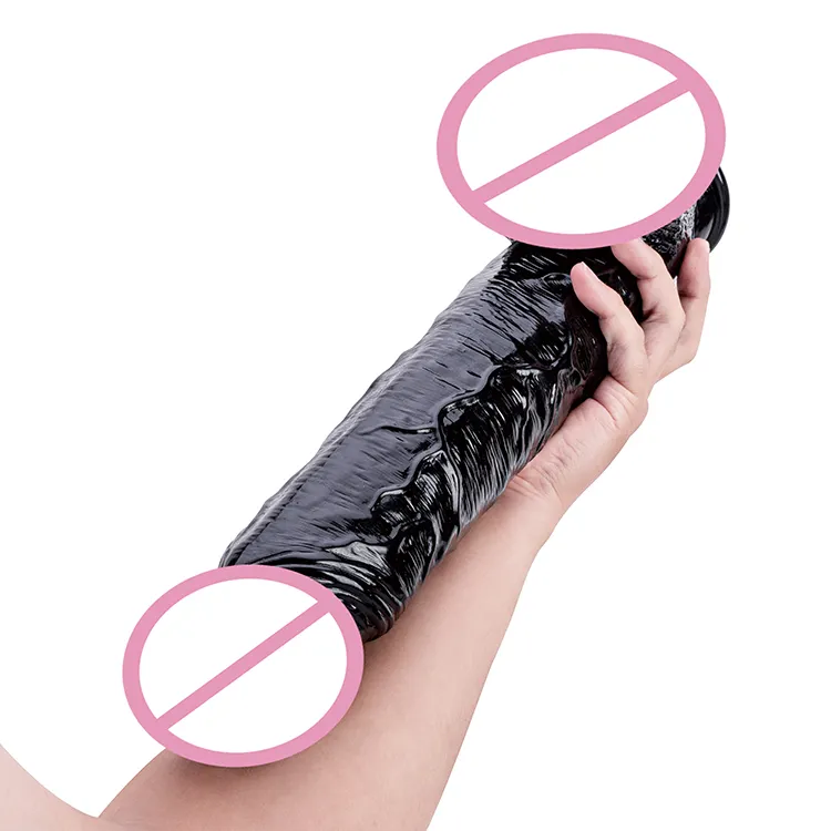 Huge Soft Bendable Black PVC Dildo-Eco-Friendly Portable 100% Waterproof Sex Toy