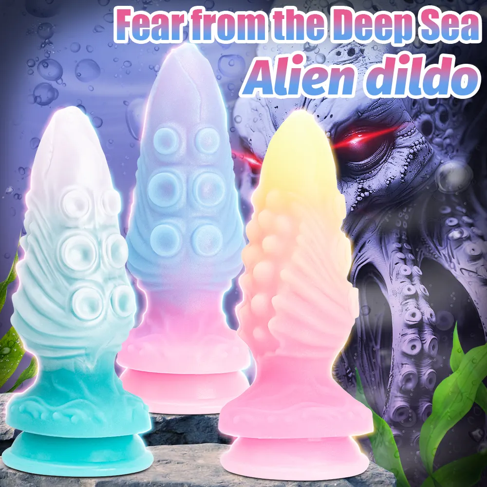 Monster Alien Soft Silicone Anal Man Alien Dildo Soft Liquid Silicone Anal Plug With Strong Suction Cup for Men Masturbation