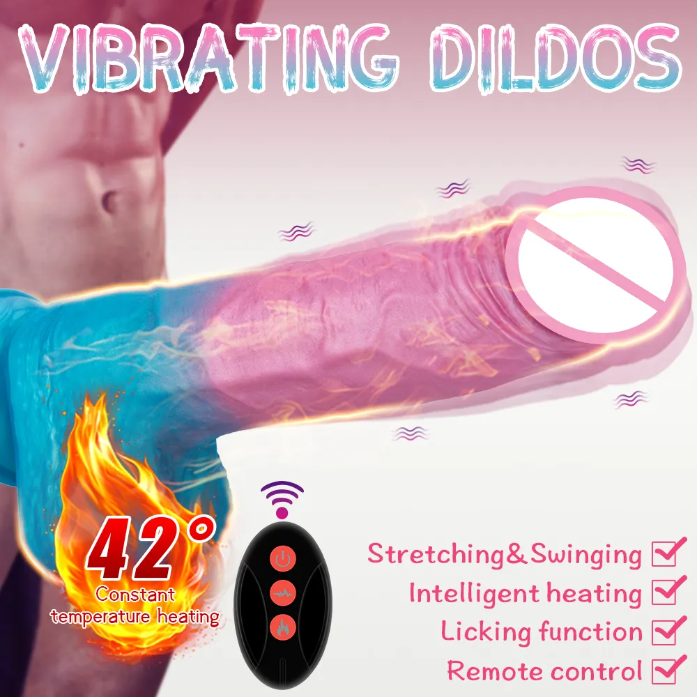 Thrusting Heating Dildo Vibrator Realistic Adult Toy Women G Spot Clitoral Anal Stimulation Multiple Vibration Modes USB