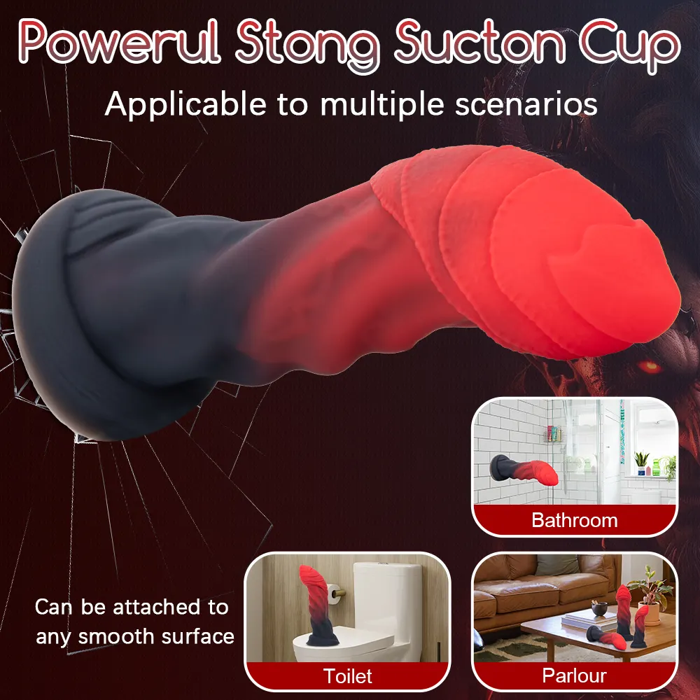 Huge Dildo Pure Silicone Suction Cup Real Feel Red Black Color Strong Suction Cup Realistic Dildo for Female Masturbation