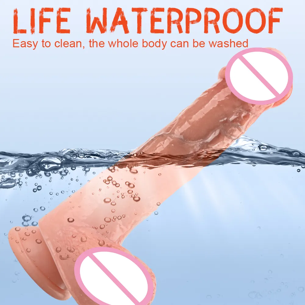 Anatomically Realistic Silicone Dildo with Dynamic Moving Foreskin Ultra Lifelike Feel and Details for True to Life Experience