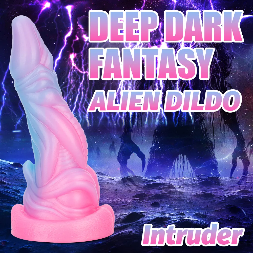Big Gradient Hues Fantasy Beast Lifelike Silicone Bulbous Knots Large Penis Female Pleasure