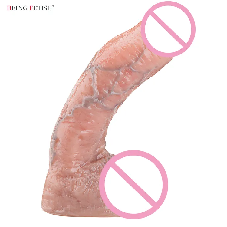 Realistic Long Cock Dual Density Silicone Cyberskin Dildo Penis for Women