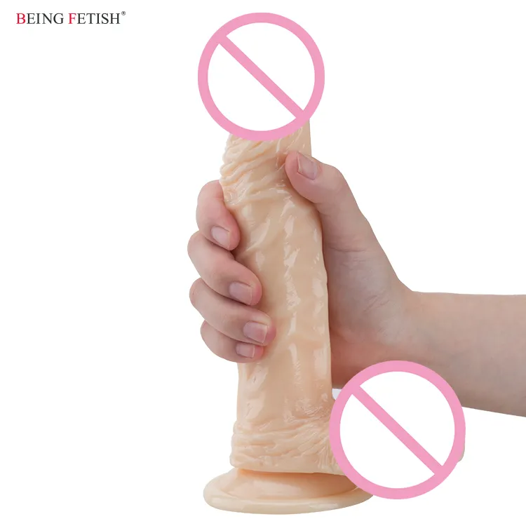 Flesh Strong Suction Cup Harness Compatible Dildo Realistic Cock for Female Masturbation