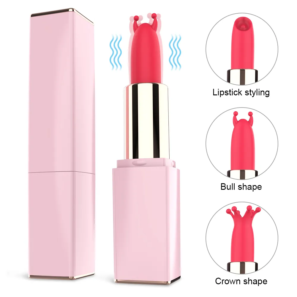  Nipple Clitoral Silicone 3 Heads Lipstick Vibrating Adult Sex Toys Women Mini Usb Charge Lipstick Vibrator