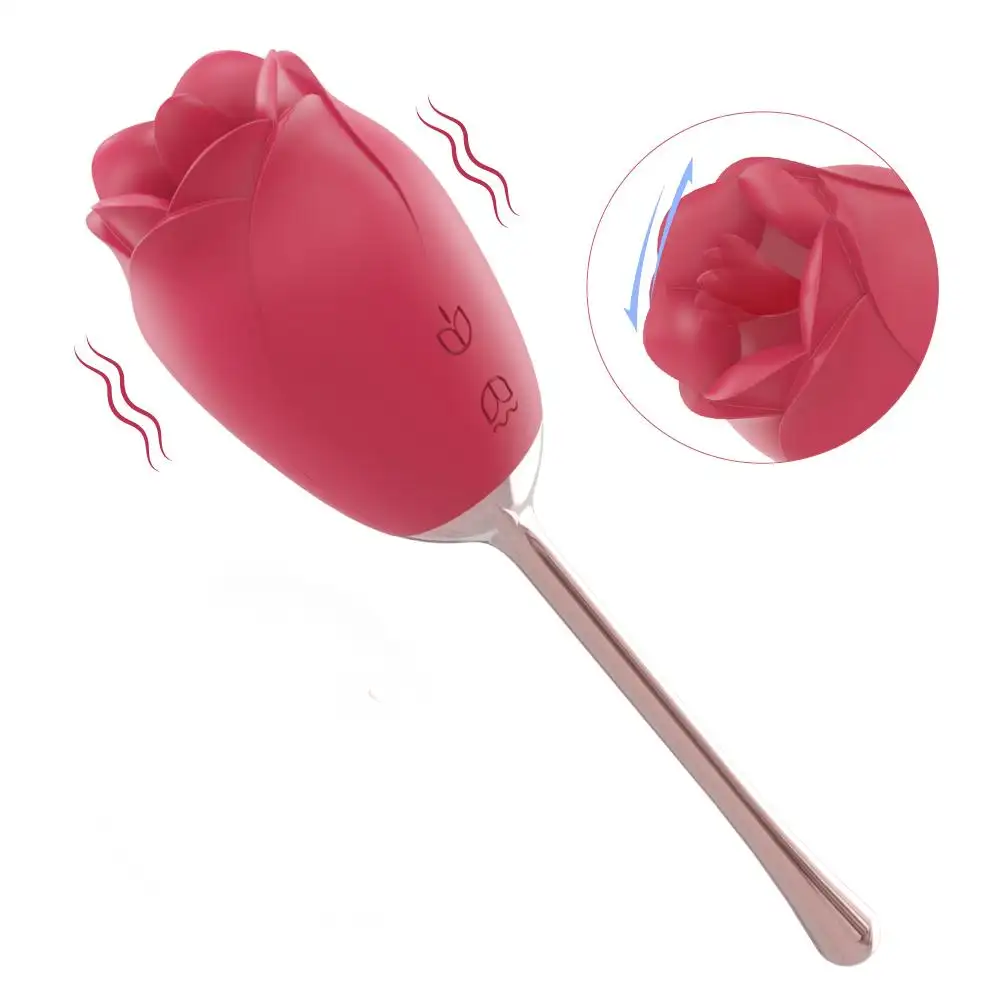   Vibradores Para Mujer Silicone Rose Vibrator for Women Tongue Clitoris Stimulate Sex Rose Vibrators Toys Sex Adult