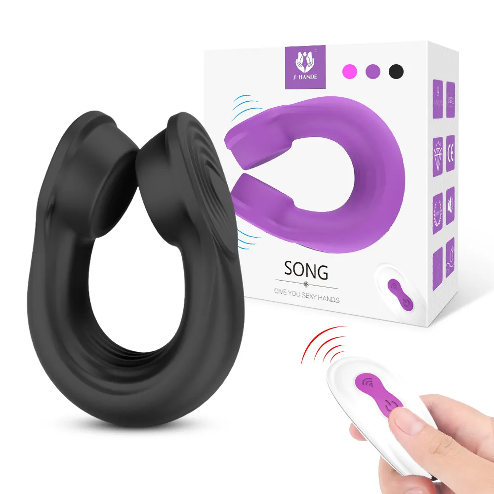  Remote Control U-Shaped Double-Side Penis Cock Ring Sex Toy Vibrating Cock Ring for Men
