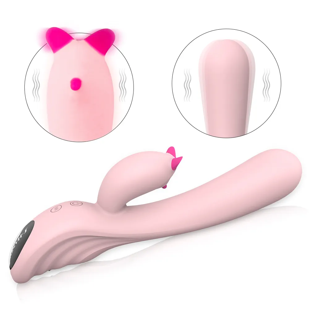  Newest Design Pink Silicone Dual Motor g Spot Vibrator Rabbit Vibrator Sex Toy Vibrator for Women
